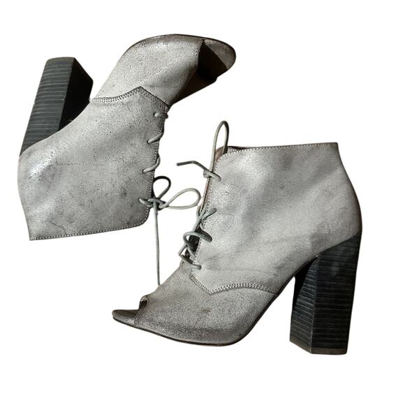 🍷ASOS grey open toe heeled ankle booties size 5 - Picture 1 of 8